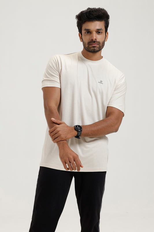 Ariser off white round neck solid T-shirt for men