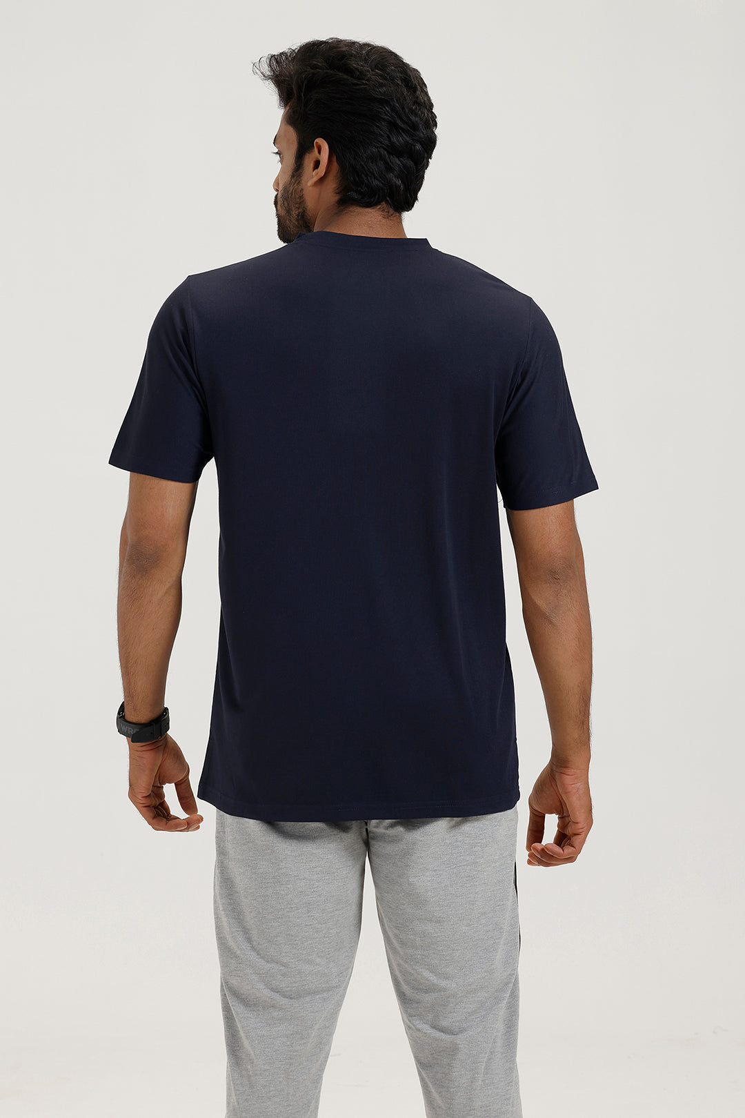 Classic Dark Blue men’s round neck T-shirt from Ariser for a stylish casual look.