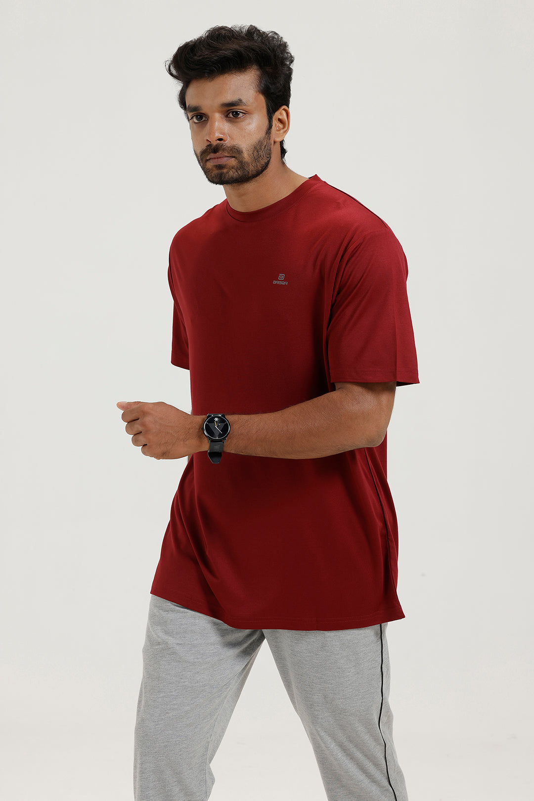 maroon solid T-shirt from Ariser, perfect for workouts or daily use.