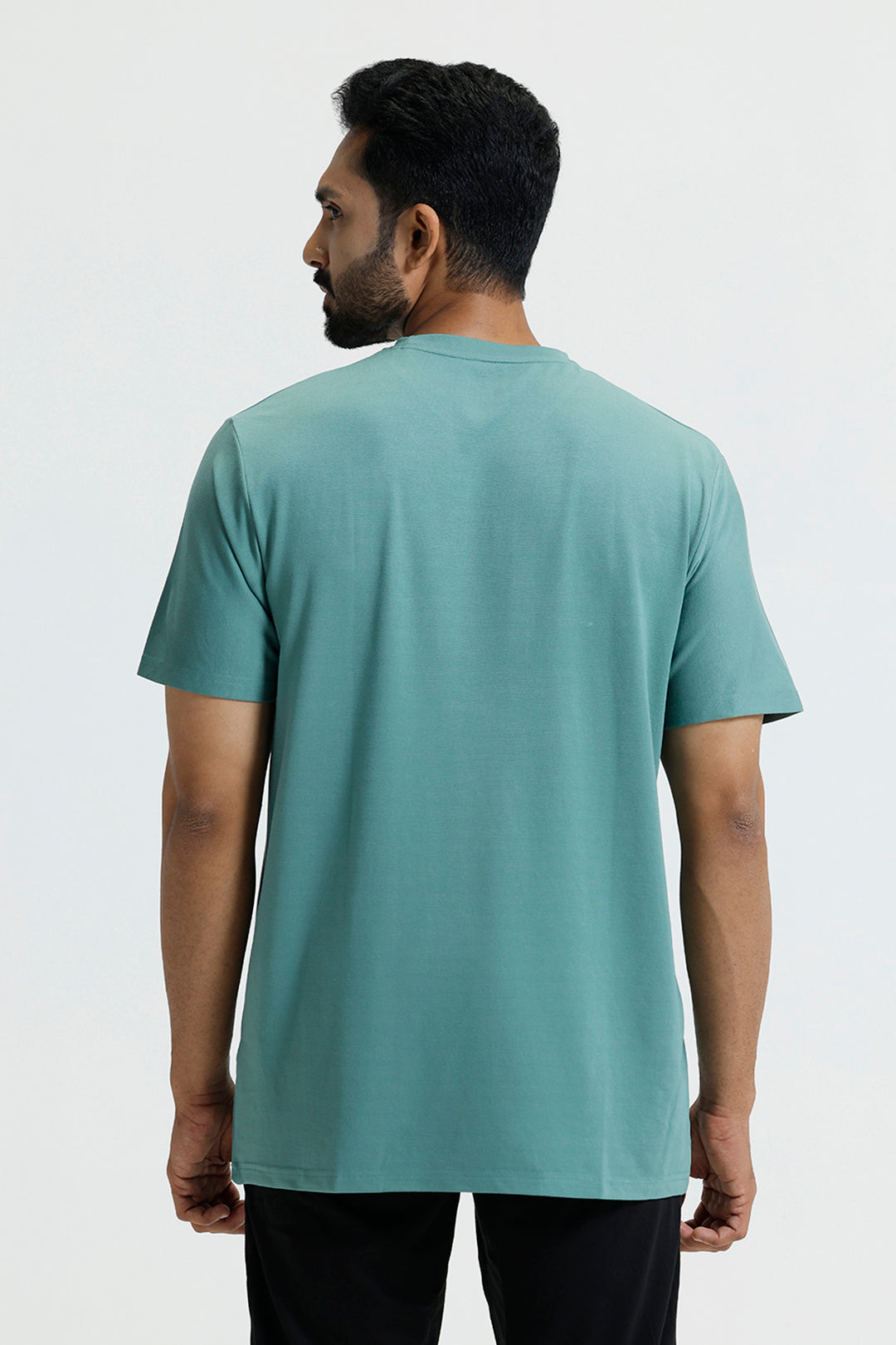 Comfortable sea green cotton round neck T-shirt