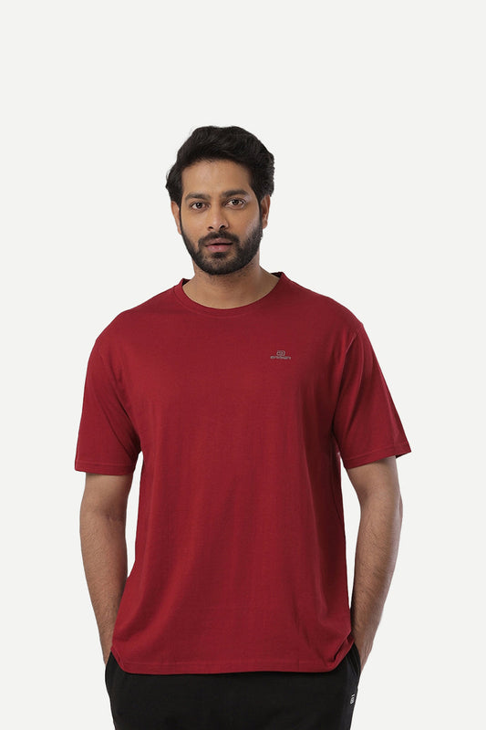 Burgundy Round Neck Mens T Shirt