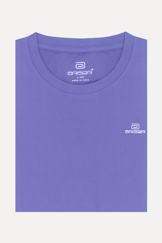 Round Neck - Purple Solid T-Shirts For Men | Ariser