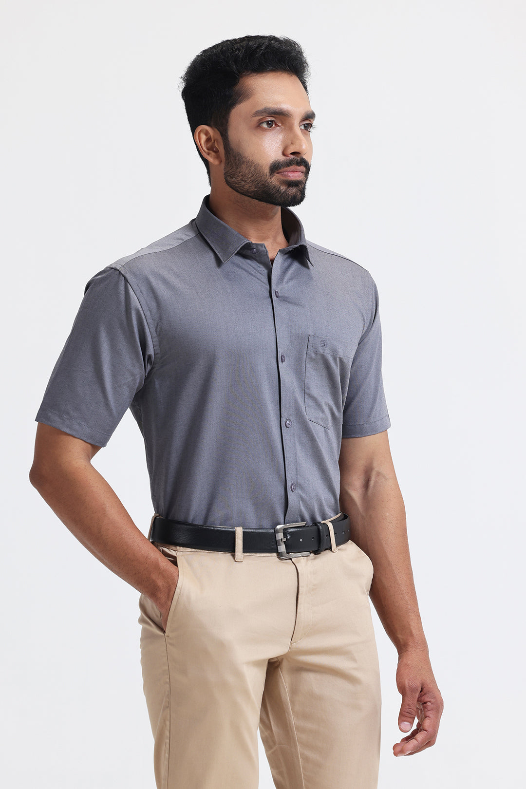 Stylish gray formal shirt for meetings and office