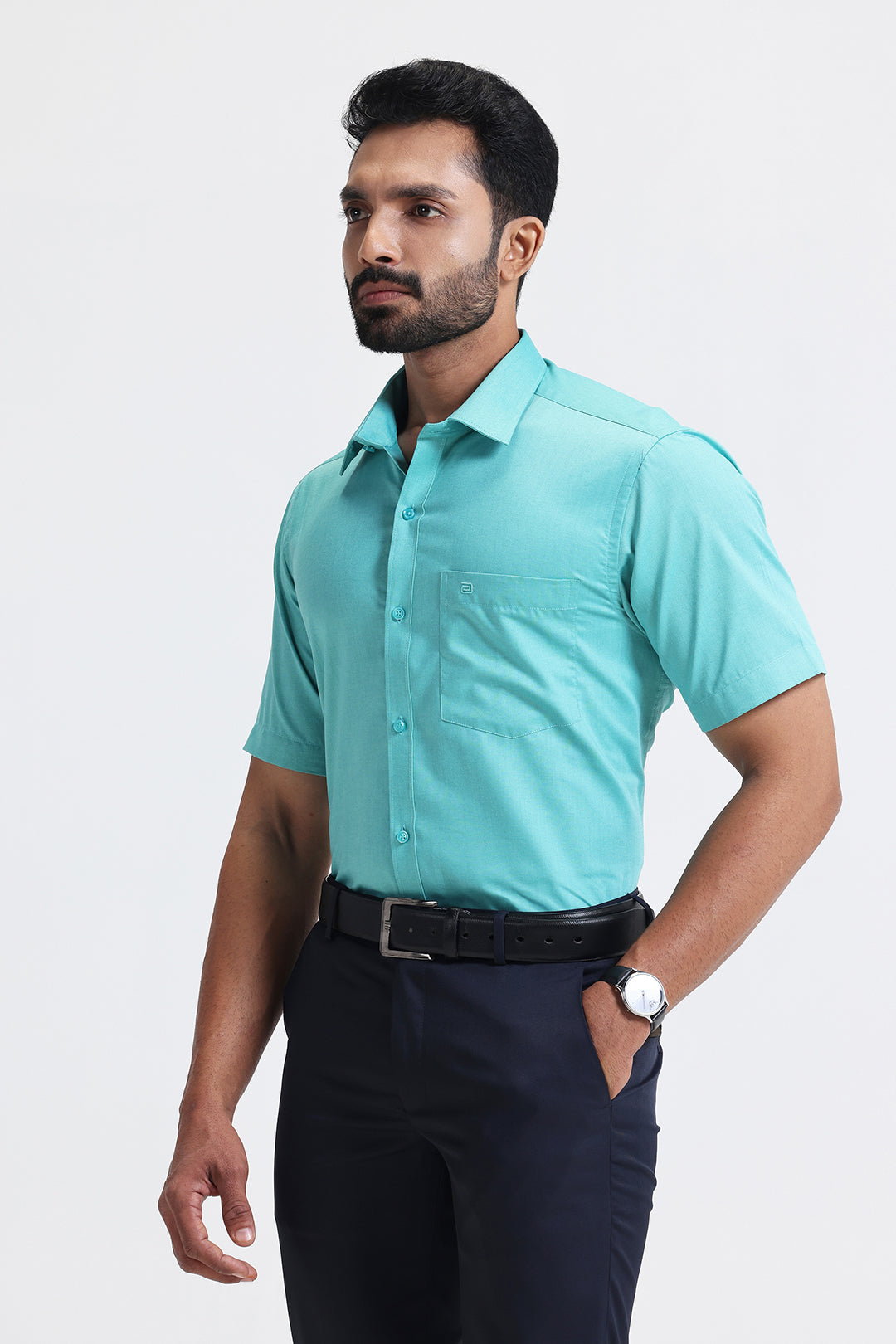 Classic aqua green business wear shirt by Ariser