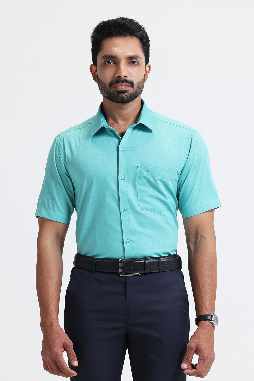 Ariser men’s aqua green cotton blend formal shirts