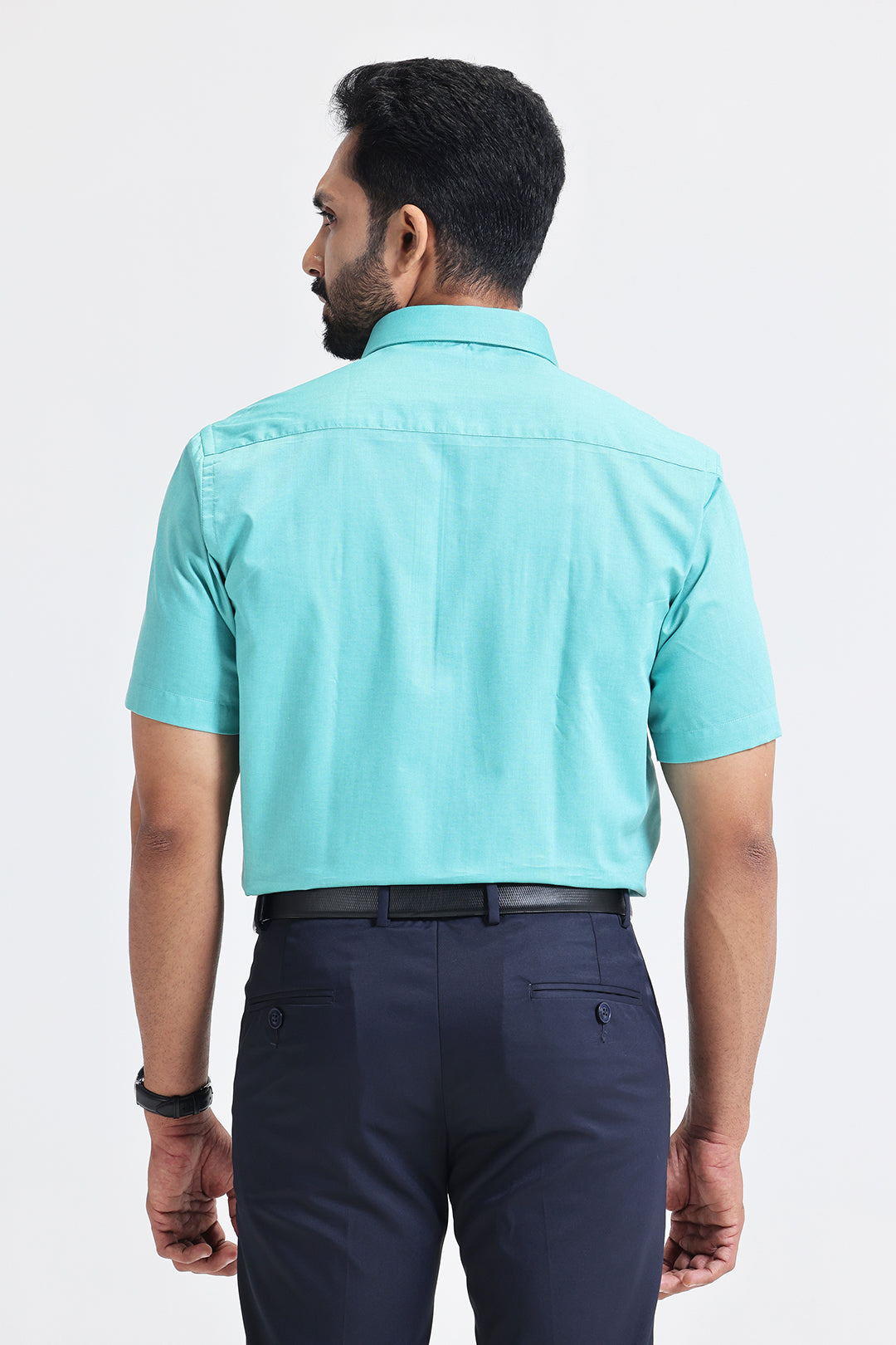 Soft aqua green full sleeve formal shirt for men