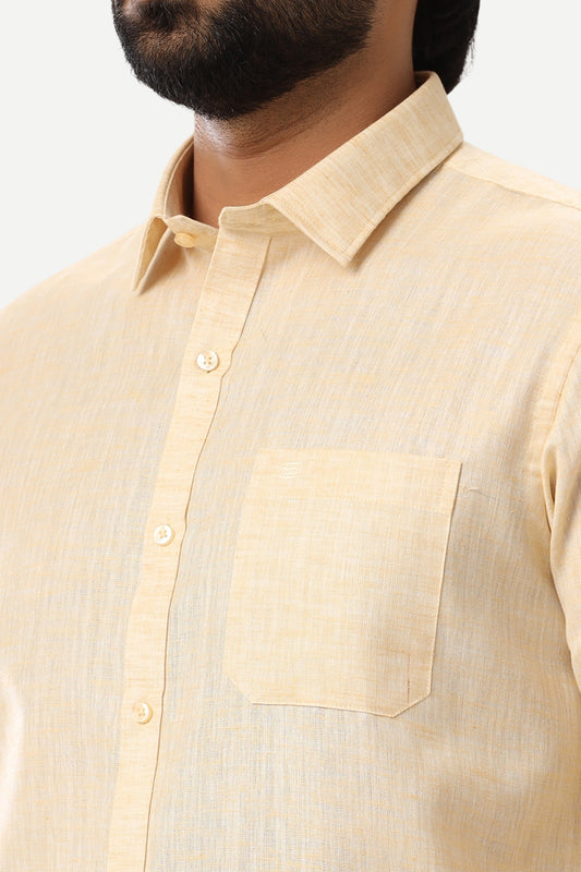 Linen Feel - Light Yellow Formal Shirts For Men | Ariser