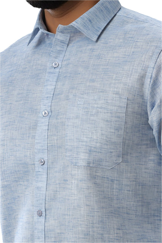 Linen Feel - Light Blue Formal Shirts For Men | Ariser