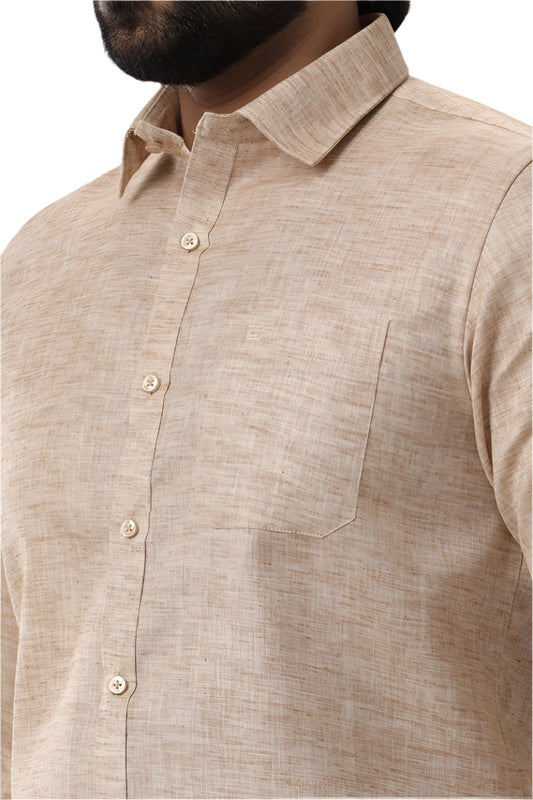 Linen Feel - Light brown Formal Shirts For Men | Ariser