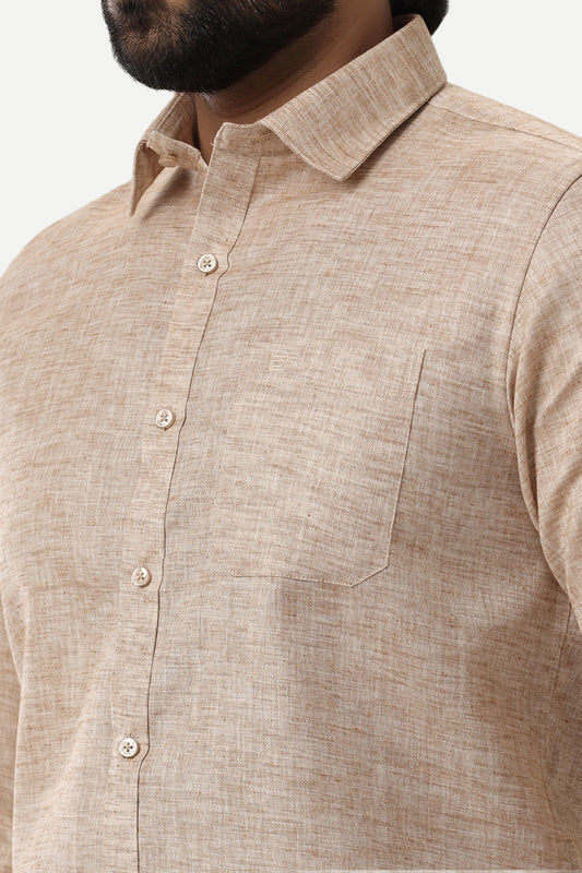 Linen Feel - Light Brown Formal Shirts For Men | Ariser