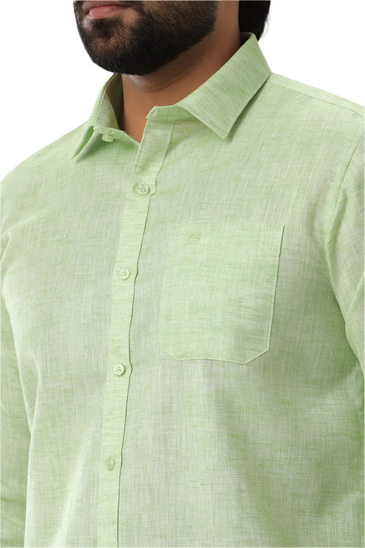 Linen Feel - Light Green Formal Shirts For Men | Ariser