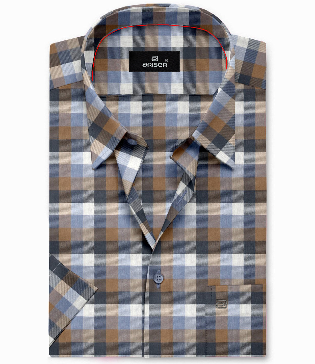 purple blue check shirt