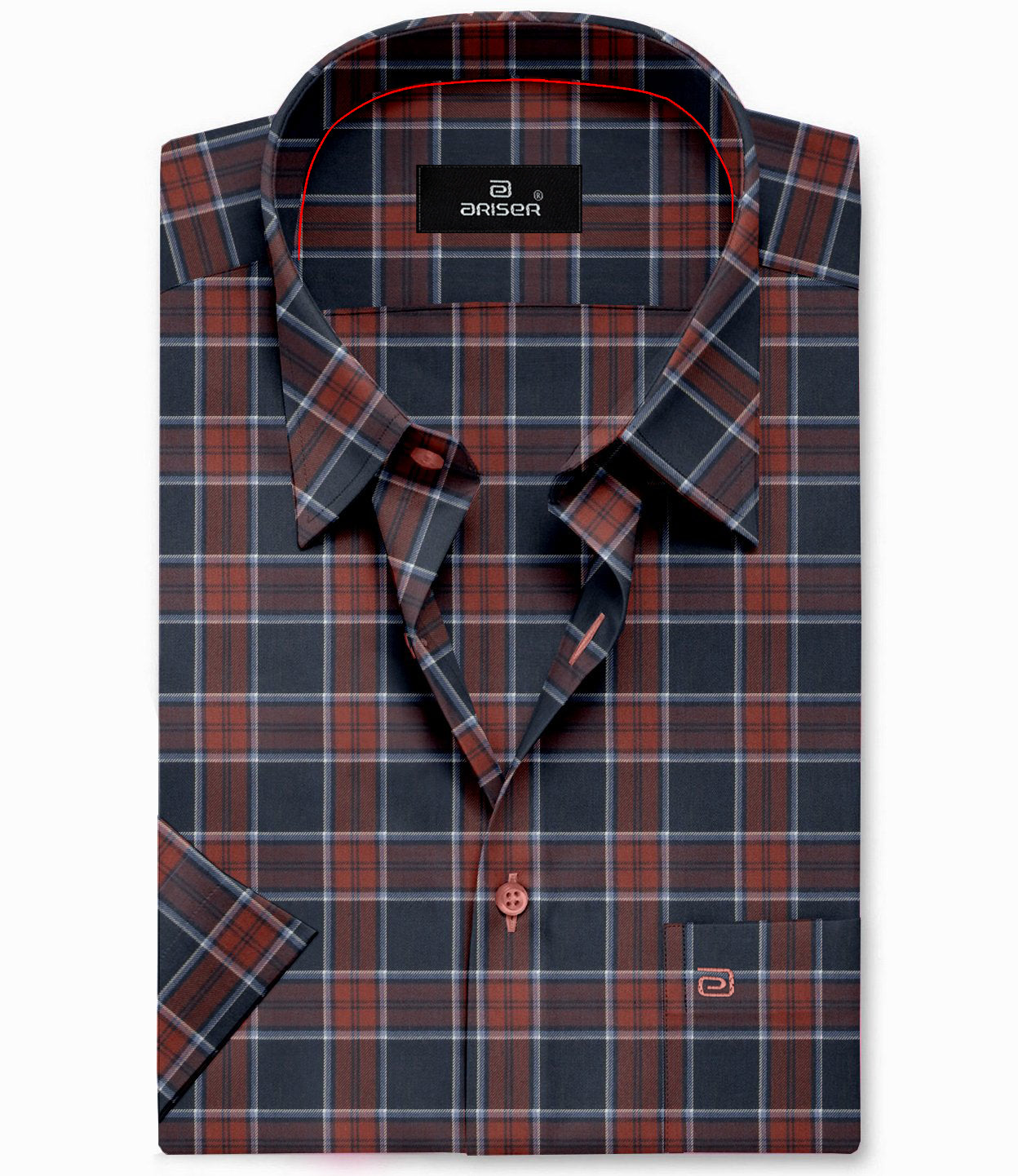 brown and blue cotton check shirt