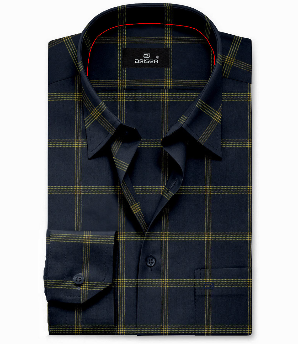 navy blue checked shirt