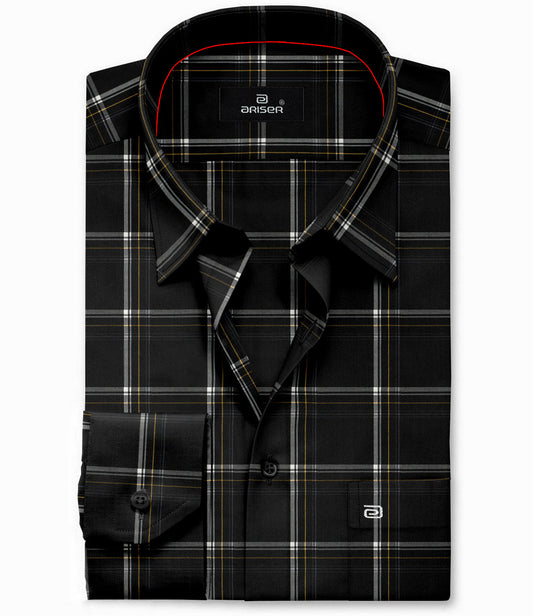 black and grey check shirt