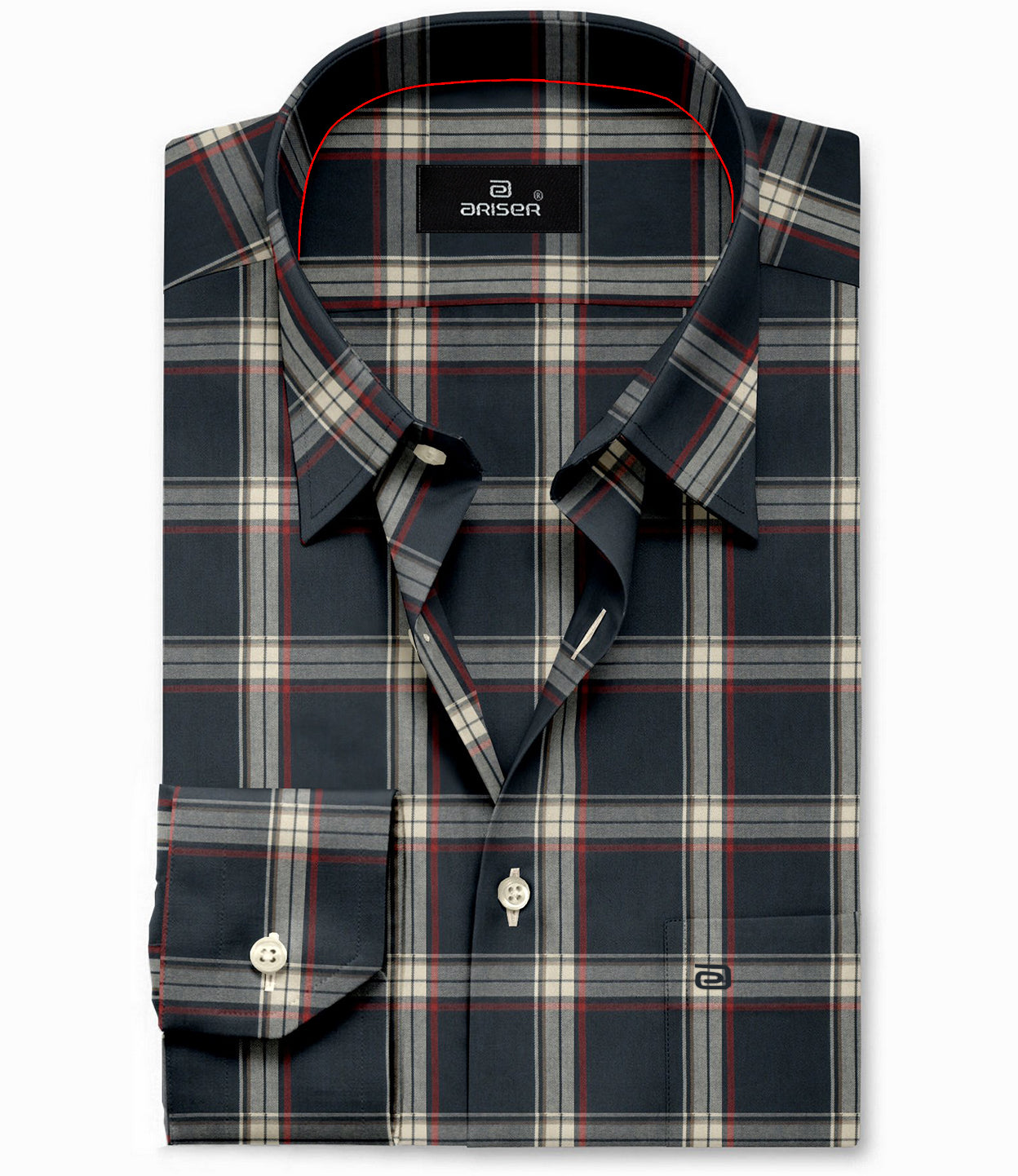 blue and black check shirt