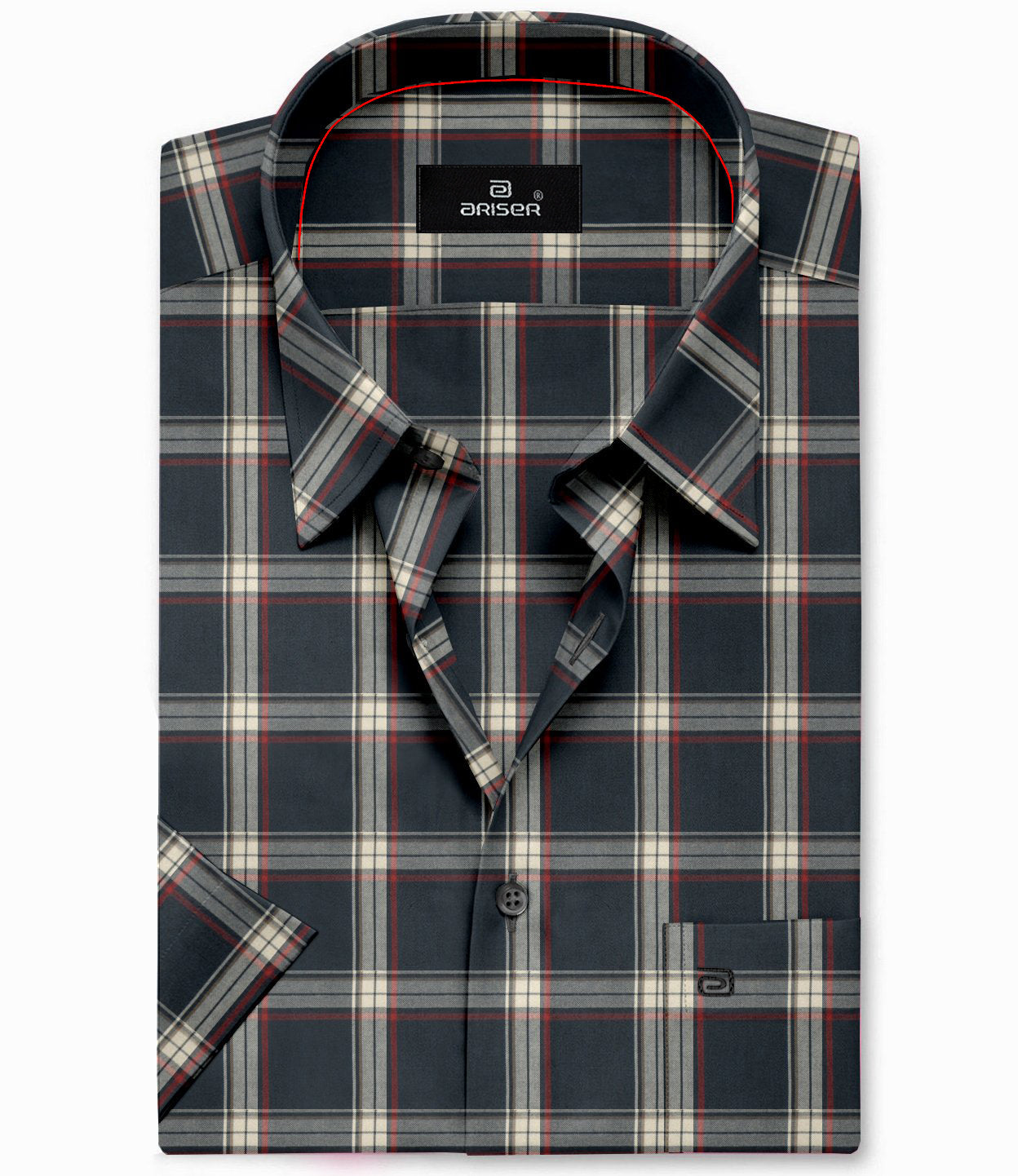 blue and black check shirt