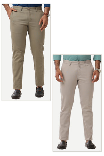 Monaco - Light Gray and Pale Olive Green Pack of 2 Trousers For Men | Ariser