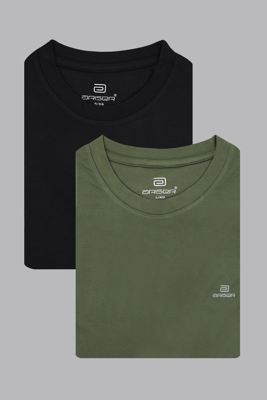 Black and army green T-shirt combo for men