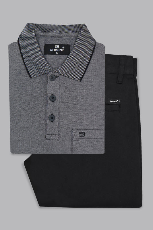 Black grey polo t shirt combo for men