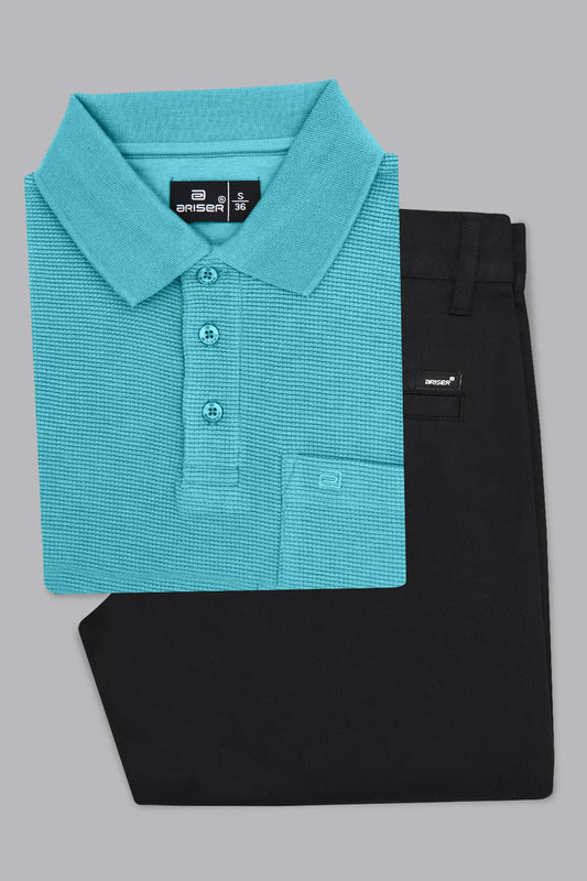 Waffle Polo Ocean Mist T-Shirt