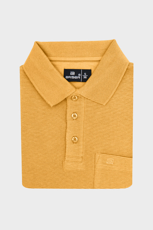 Waffle Polo + Canton Polo - Harvest Gold & Ruby Red T-Shirts Pack Of 2 Combo For Men | Ariser