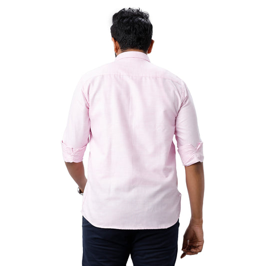 ARISER Armani Light Pink Color Cotton Rich Blend Full Sleeve Solid Slim Fit Formal Shirt for Men - 90953