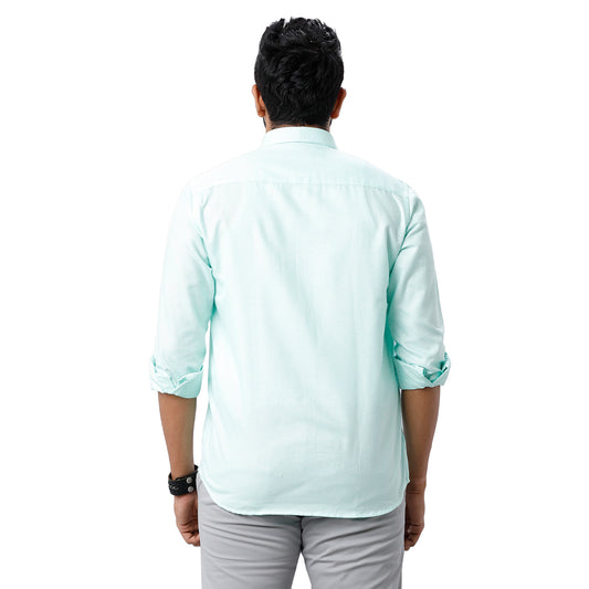 ARISER Armani Light Green Color Cotton Rich Blend Full Sleeve Solid Slim Fit Formal Shirt for Men - 90954