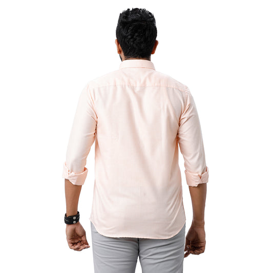 ARISER Armani Pearl Peach Color Cotton Rich Blend Full Sleeve Solid Slim Fit Formal Shirt for Men -90956