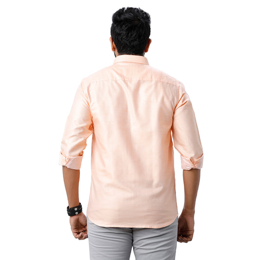 ARISER Hampton Soft Orange Color Cotton Rich Blend  Full Sleeve Solid Slim Fit Formal Shirt for Men