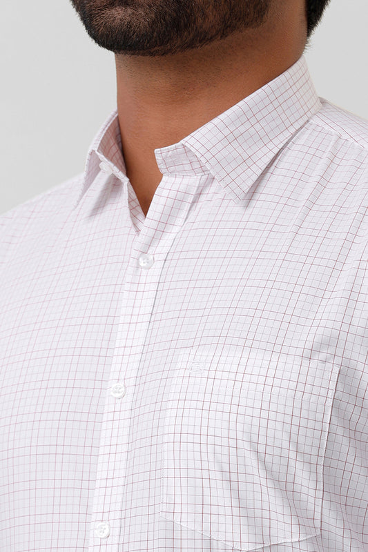 Bamboo Checks - White With Red Checked Shirts For Mens | Ariser