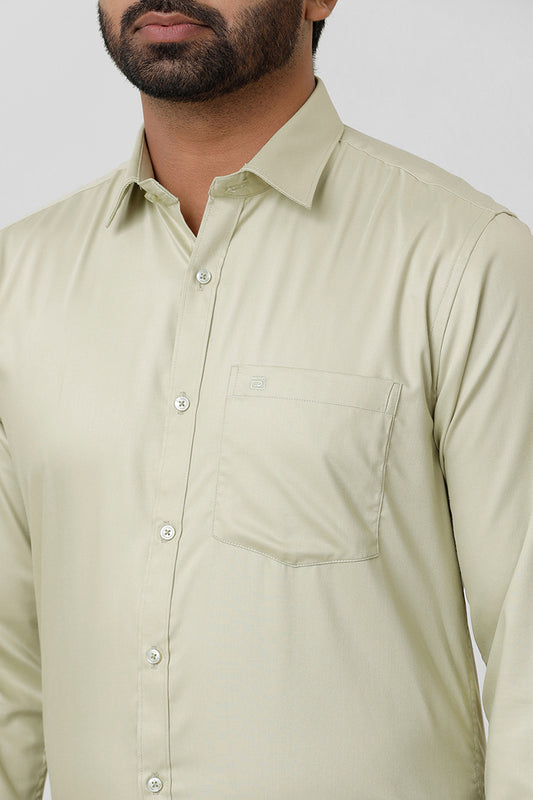 Bamboo Twill - Light Olive Green Formal Shirts for Men | Ariser