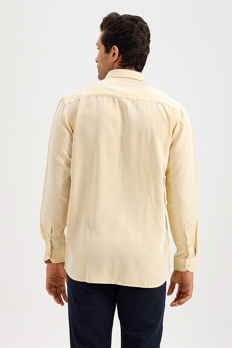 Cream Yellow Mens Formal Shirt