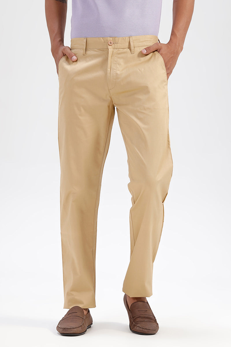 French Beige Formal Trousers for Men