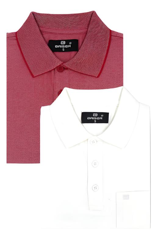 Golf Polo - Cherry Red and White T-Shirts Pack Of 2 Combo For Men | Ariser