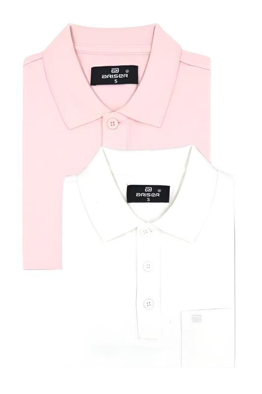 Golf Polo - Baby Pink and White T-Shirts Pack Of 2 Combo For Men | Ariser