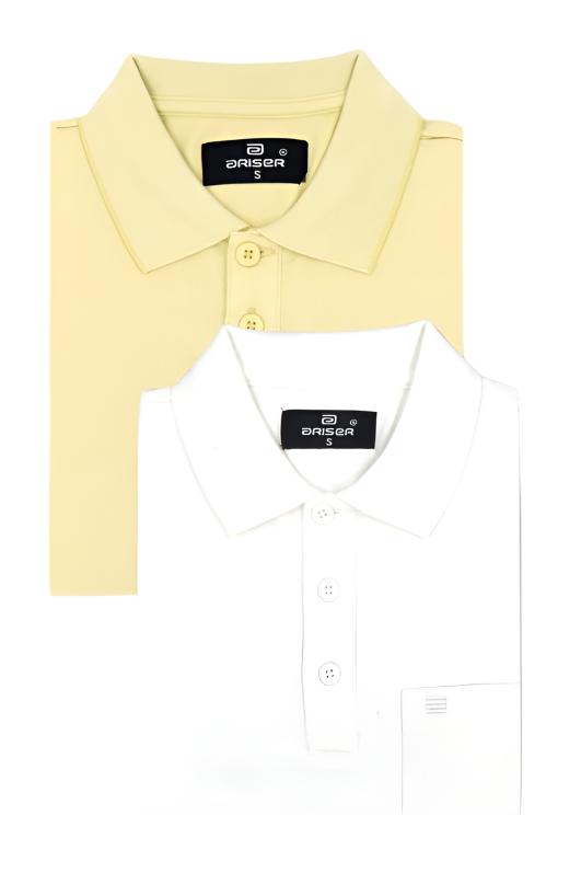 Golf Polo - Pastel Yellow and White T-Shirts Pack Of 2 Combo For Men | Ariser