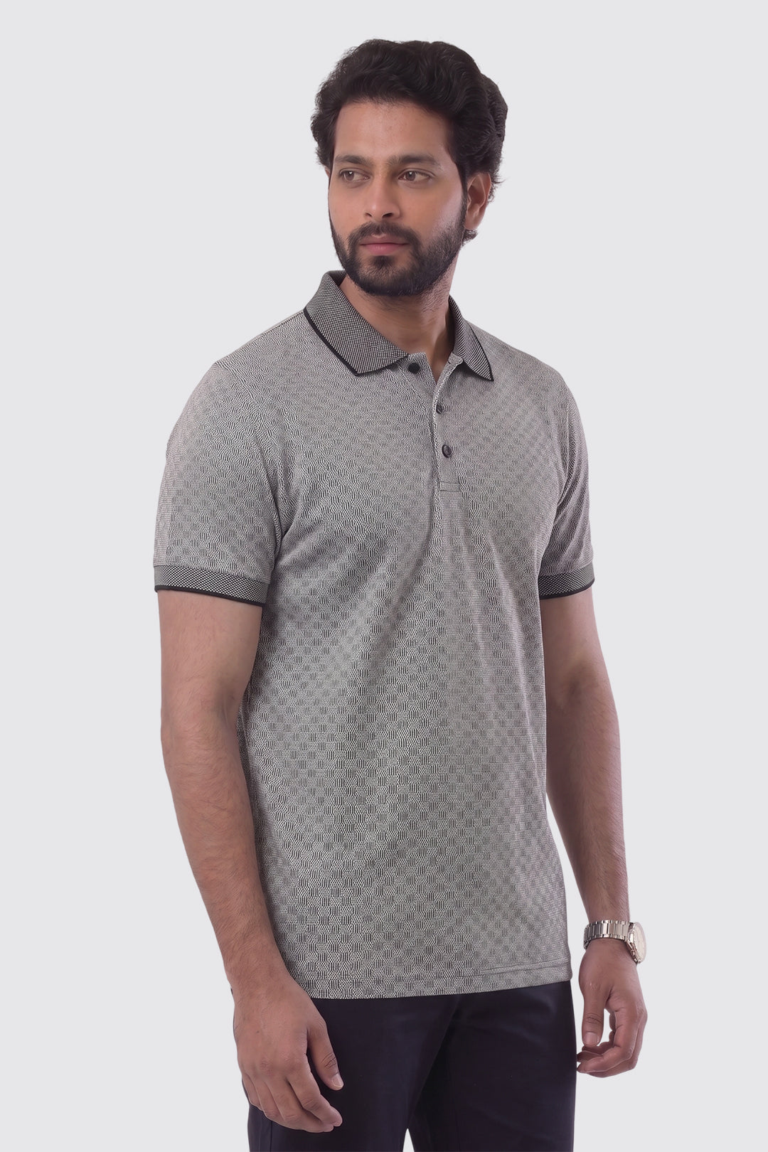 Black Micro Pattern T-Shirt for Men