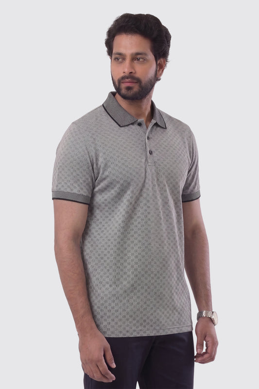 Black Micro Pattern T-Shirt for Men
