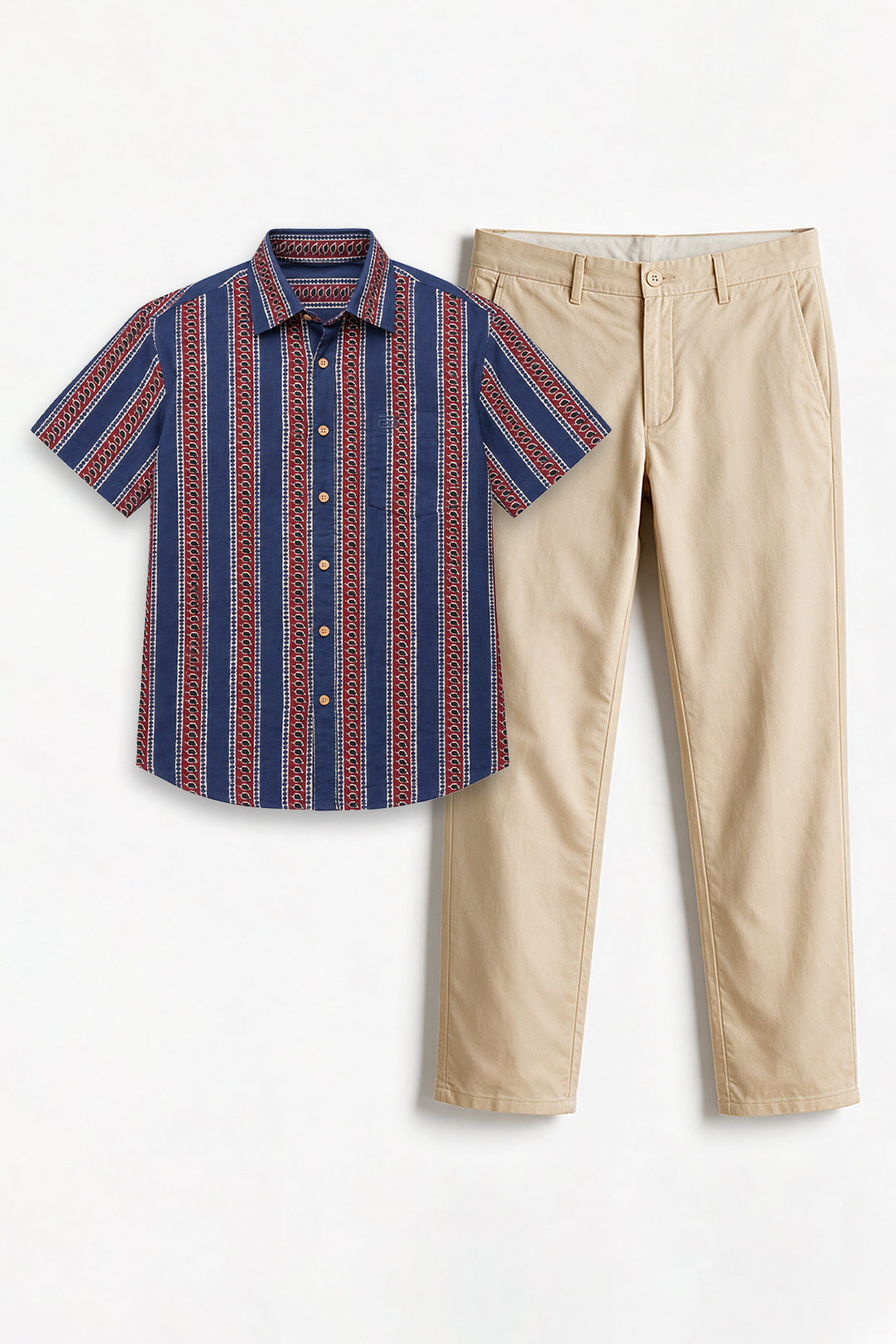 Classic Blue Shirt With Sandal Trouser Combo For Men