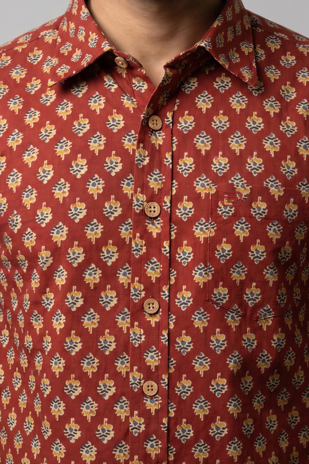 Rust Red Shirt With Sandal Trouser Combo For Men