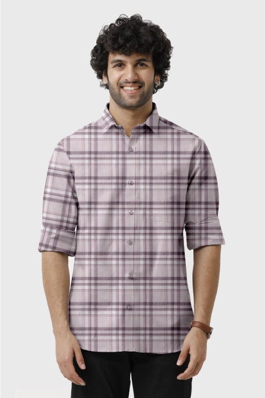 Pastel Pink Checked Shirt for Men