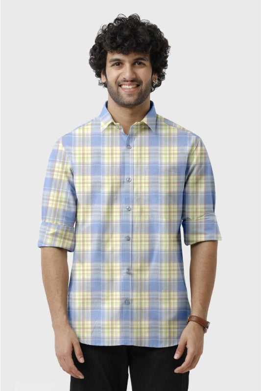 Light Blue Checked Shirt for Men