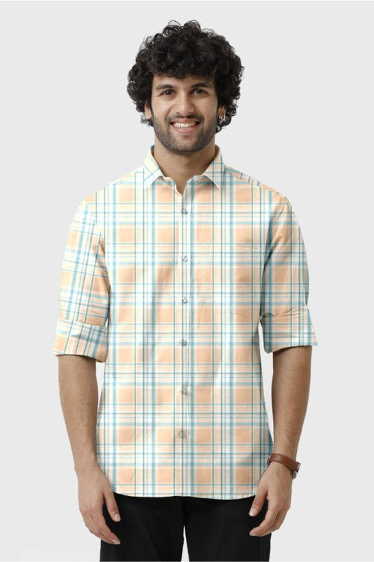 Light Orange Ariser Checked Shirt for Men