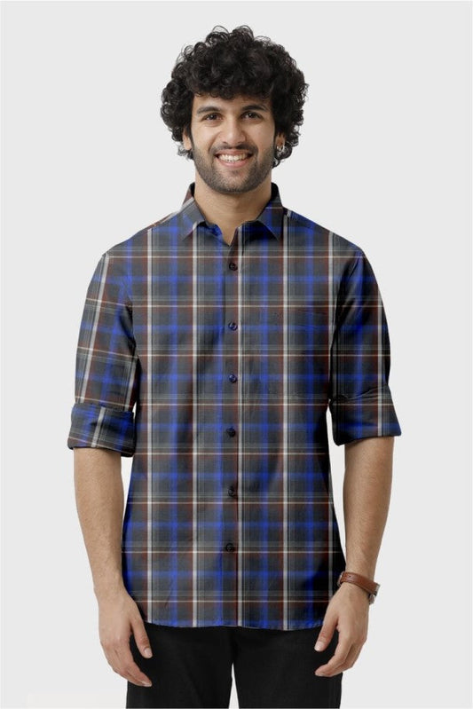Black and Blue Checked Shirt for Men