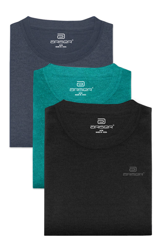 Round Neck -  Solid T-Shirt Pack Of 3 Combo For Men | Ariser