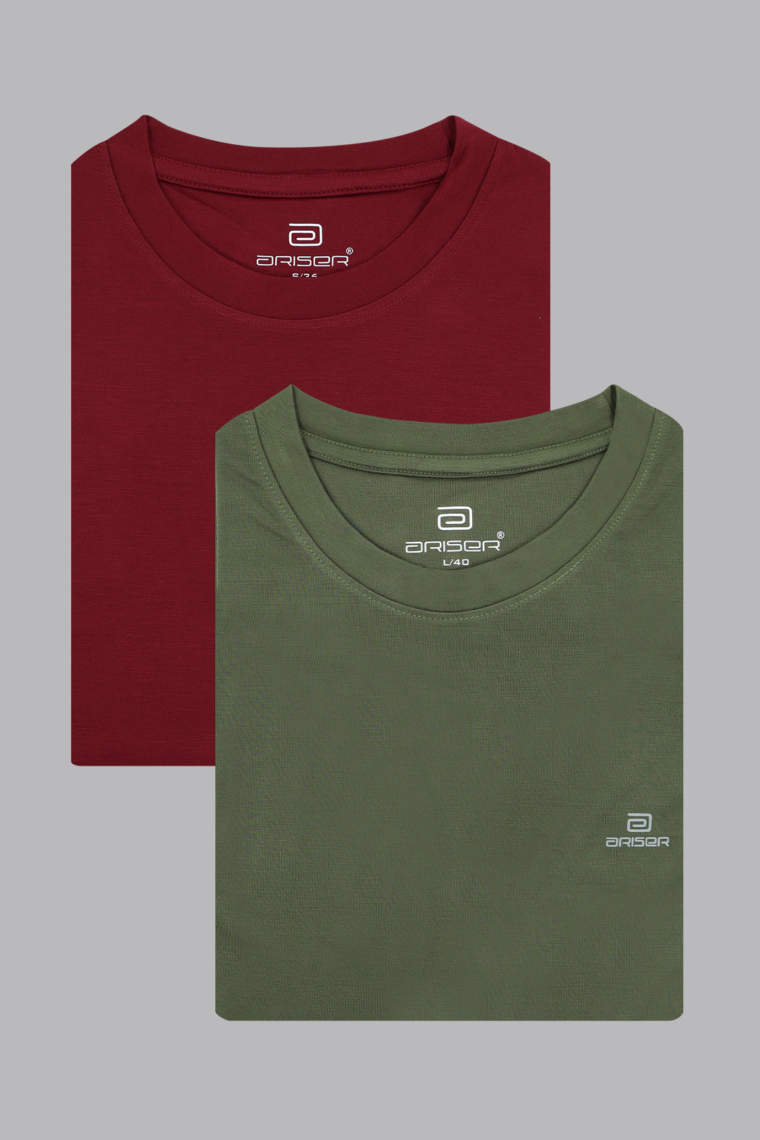 Maroon and army green T-shirt combo for men