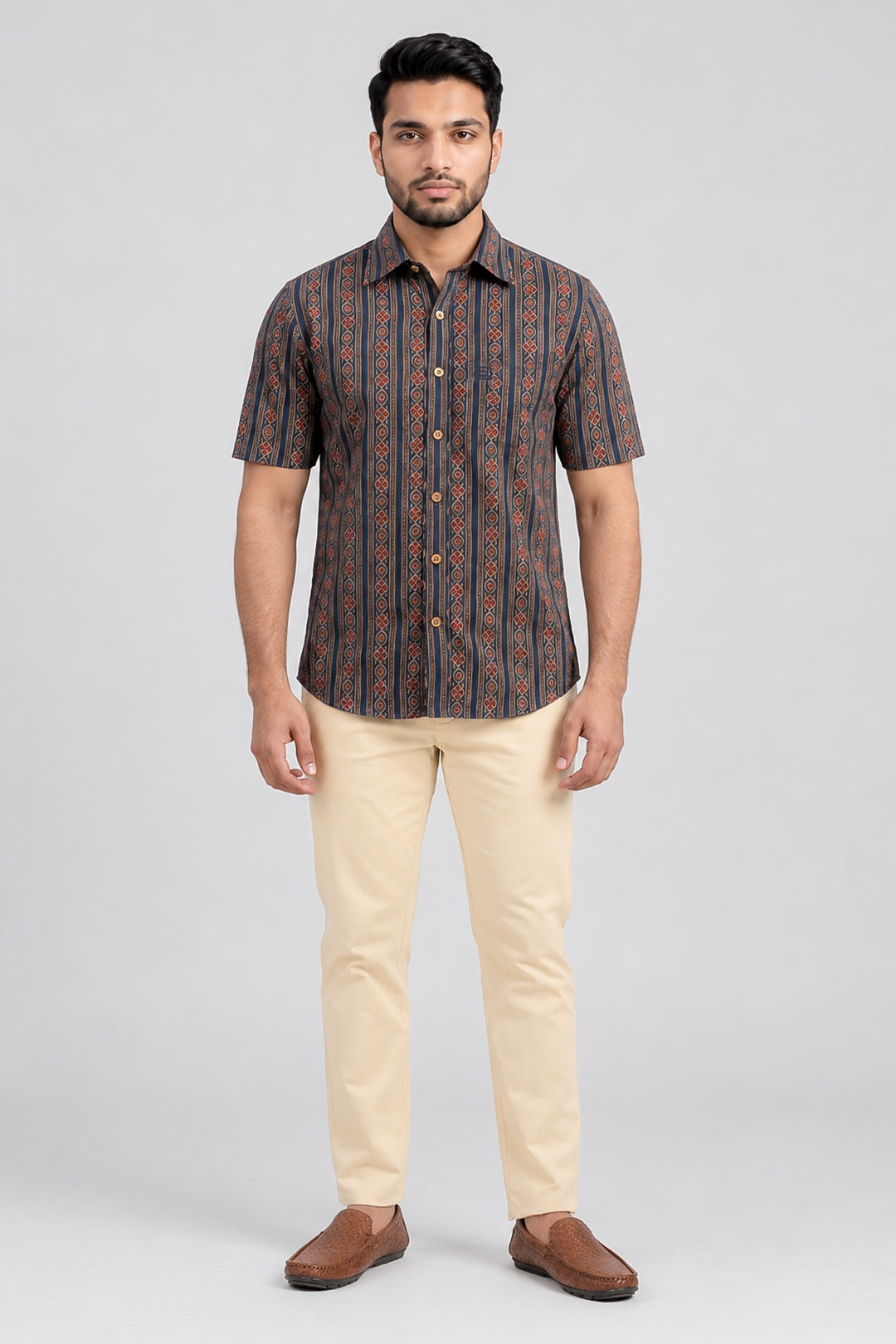 Midnight Blue Shirt With Sandal Trouser Combo For Men