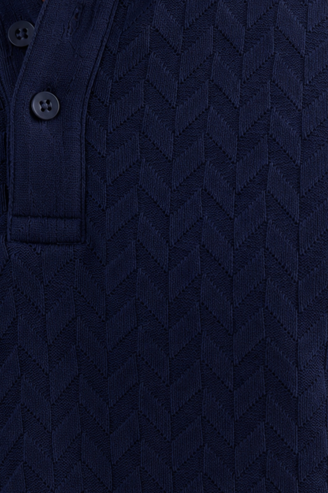 Close-up of Deep Blue polo collar t-shirt for men