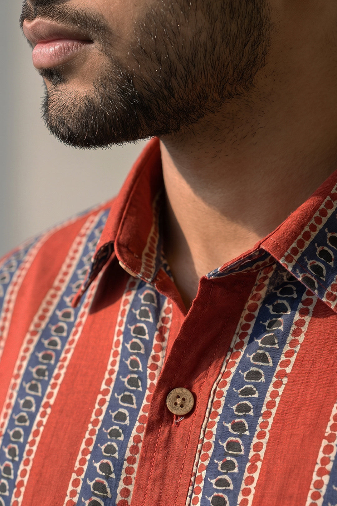 Brick Red Shirt With Sandal Trouser Combo For Men